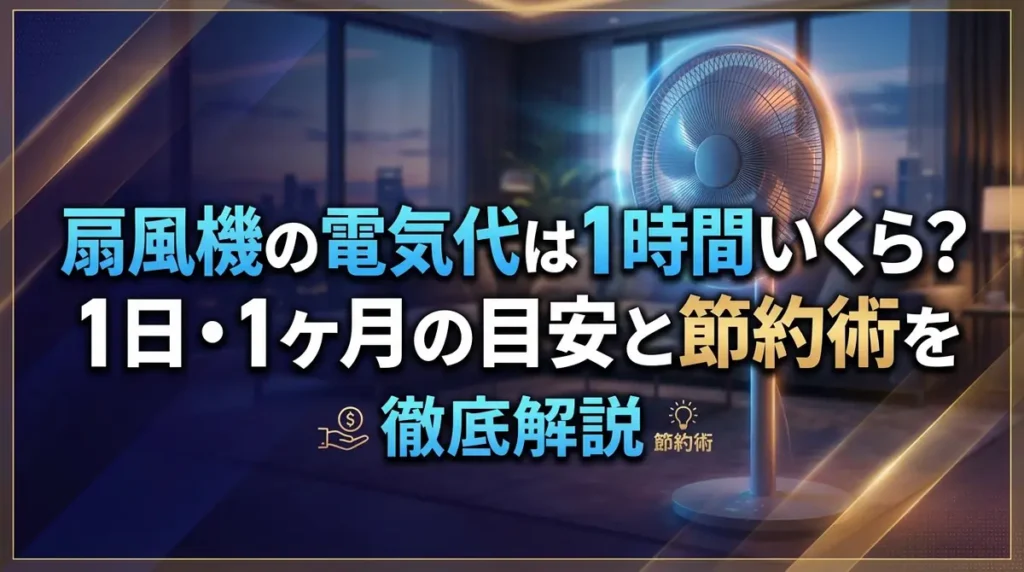 扇風機の電気代は1時間いくら？1日・1ヶ月の目安と節約術を徹底解説
